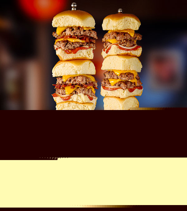 Towering Double Cheeseburger Sliders – with or without bacon!
